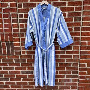 Andhurst Cotton Robe Mens One Size Blue Green Stripe Pockets